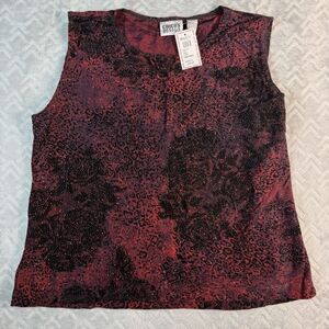Chico's Design Maroon Animal Print Tank Top Blouse Size 3 (XL) NWT Dressy Shirt